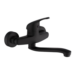 BATERIA KUCHENNA ŚCIENNA OBROTOWA DŁUGA WYLEWKA KRAN GERDA-BL CZARNA