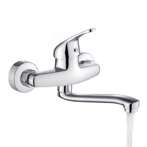 BATERIA KUCHENNA ŚCIENNA OBROTOWA DŁUGA WYLEWKA KRAN GERDA-CH CHROM