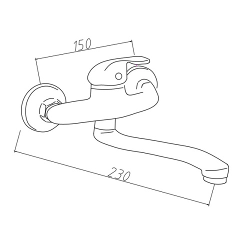 BATERIA KUCHENNA ŚCIENNA OBROTOWA DŁUGA WYLEWKA KRAN GERDA-CH CHROM