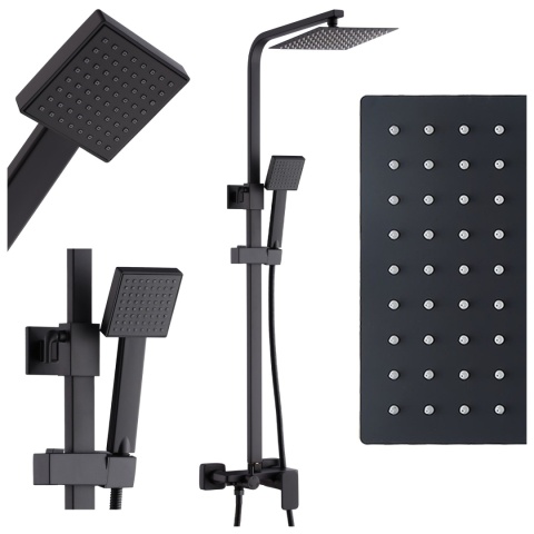 BATERIA PRYSZNICOWA Z DESZCZOWNICĄ ŁAZIENKOWA NATRYSKOWA REN CZARNA