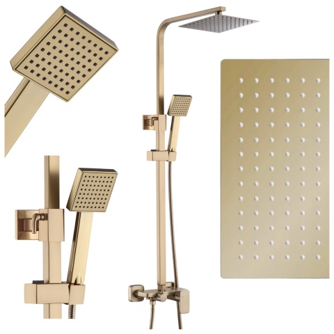BATERIA PRYSZNICOWA Z DESZCZOWNICĄ ŁAZIENKOWA NATRYSKOWA REN ZŁOTA SZCZOTKOWANA