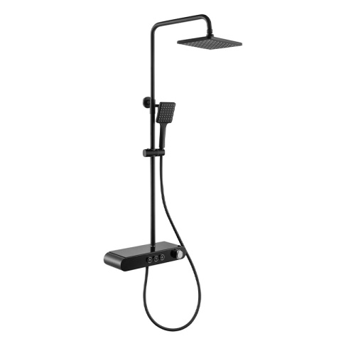 BATERIA PRYSZNICOWA ŁAZIENKOWA Z DESZCZOWNICĄ TERMOSTATEM T700 CZARNA LCD