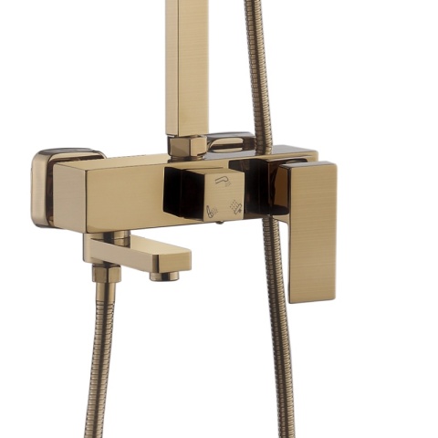 BATERIA PRYSZNICOWA ŁAZIENKOWA Z DESZCZOWNICĄ F170C ZŁOTA SZCZOTKOWANA