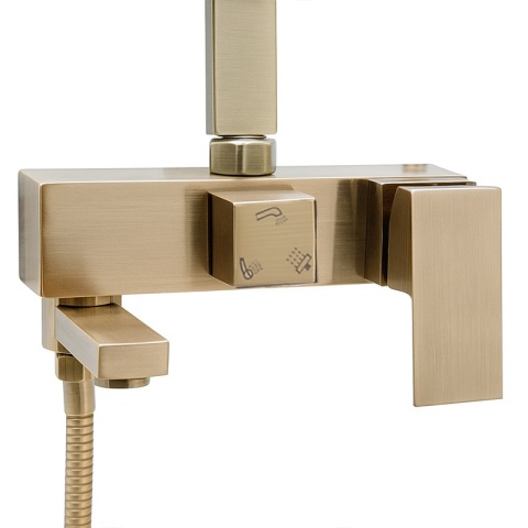 BATERIA PRYSZNICOWA ŁAZIENKOWA Z DESZCZOWNICĄ F170C ZŁOTA SZCZOTKOWANA