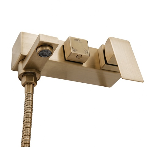 BATERIA PRYSZNICOWA ŁAZIENKOWA Z DESZCZOWNICĄ F170C ZŁOTA SZCZOTKOWANA