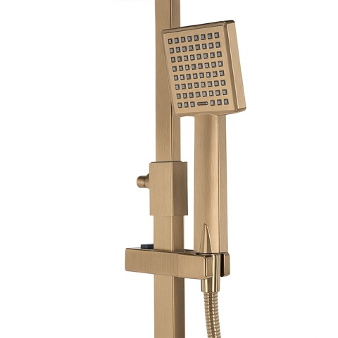 BATERIA PRYSZNICOWA ŁAZIENKOWA Z DESZCZOWNICĄ F170C ZŁOTA SZCZOTKOWANA