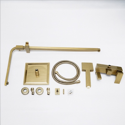 BATERIA PRYSZNICOWA ŁAZIENKOWA Z DESZCZOWNICĄ F170C ZŁOTA SZCZOTKOWANA