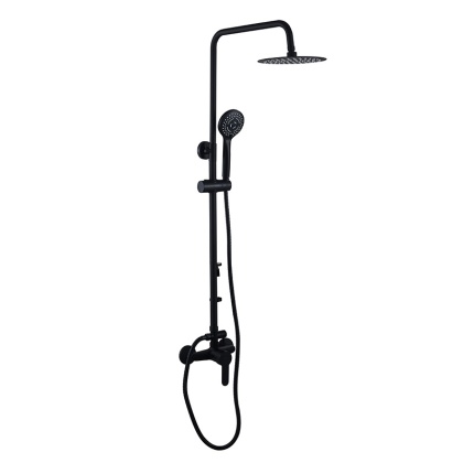 BATERIA PRYSZNICOWA ŁAZIENKOWA ŚCIENNA ZESTAW Z DESZCZOWNICĄ HAVANA CZARNA