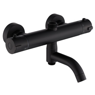 BATERIA PRYSZNICOWA Z TERMOSTATEM ŁAZIENKOWA ŚCIENNA ZESTAW INES-BL CZARNA