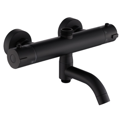 BATERIA PRYSZNICOWA Z TERMOSTATEM ŁAZIENKOWA ŚCIENNA ZESTAW INES-BL CZARNA