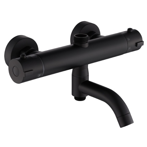 BATERIA PRYSZNICOWA Z TERMOSTATEM ŁAZIENKOWA ŚCIENNA ZESTAW INES-BL CZARNA