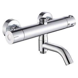 BATERIA PRYSZNICOWA Z TERMOSTATEM ŁAZIENKOWA ŚCIENNA ZESTAW INES-CH CHROM