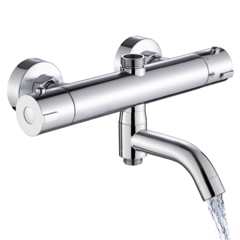 BATERIA PRYSZNICOWA Z TERMOSTATEM ŁAZIENKOWA ŚCIENNA ZESTAW INES-CH CHROM