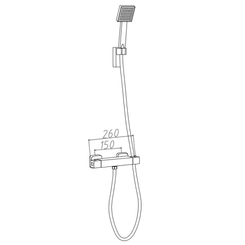 BATERIA WANNOWA ŚCIENNA PRYSZNICOWA ZESTAW Z TERMOSTATEM T202B-BL CZARNA