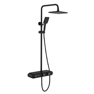 BATERIA PRYSZNICOWA ŁAZIENKOWA Z DESZCZOWNICĄ TERMOSTATEM T702-BL CZARNA