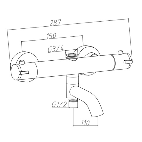 BATERIA PRYSZNICOWA Z TERMOSTATEM ŁAZIENKOWA ŚCIENNA ZESTAW INES-BL CZARNA