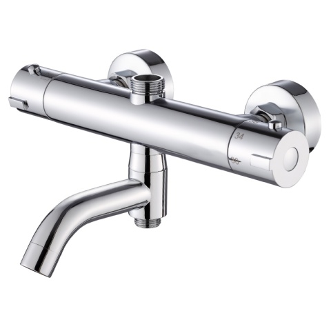 BATERIA PRYSZNICOWA Z TERMOSTATEM ŁAZIENKOWA ŚCIENNA ZESTAW INES-CH CHROM