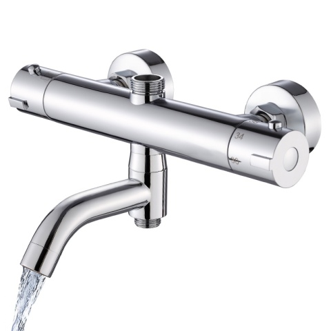 BATERIA PRYSZNICOWA Z TERMOSTATEM ŁAZIENKOWA ŚCIENNA ZESTAW INES-CH CHROM