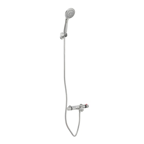 BATERIA PRYSZNICOWA Z TERMOSTATEM ŚCIENNA ŁAZIENKOWA NATRYSKOWA T205 CHROM