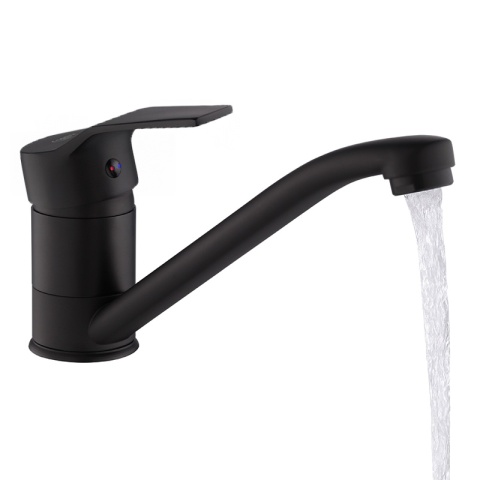 BATERIA UMYWALKOWA ŁAZIENKOWA STOJĄCA DŁUGA WYLEWKA RUCHOMY KRAN SIA CZARNA