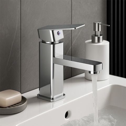 BATERIA UMYWALKOWA ŁAZIENKOWA STOJĄCA NABLATOWA NISKA LANA CHROM