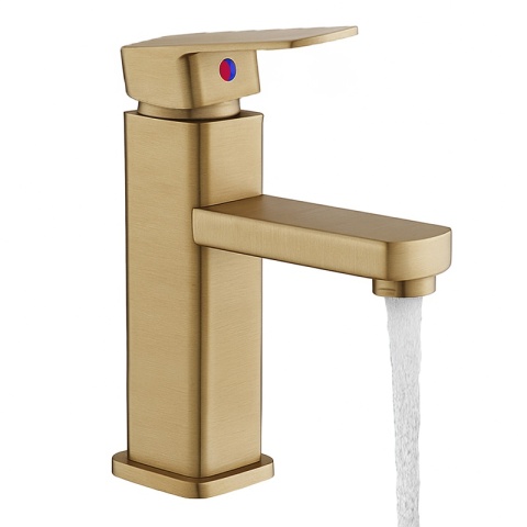 BATERIA UMYWALKOWA ŁAZIENKOWA STOJĄCA NABLATOWA NISKA LANA ZŁOTA SZCZOTKOWANA