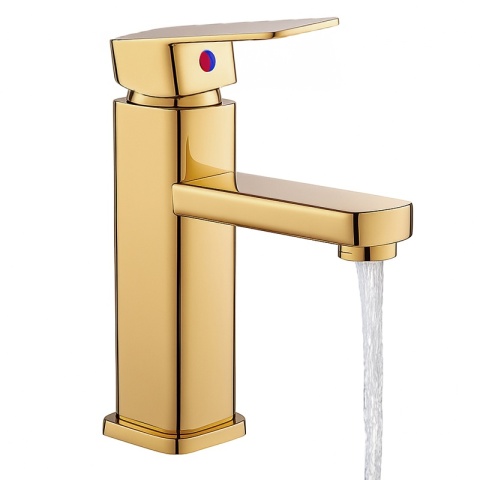 BATERIA UMYWALKOWA ŁAZIENKOWA STOJĄCA NABLATOWA NISKA LANA ZŁOTA