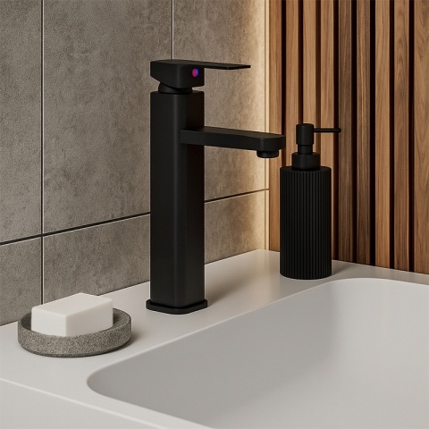 BATERIA UMYWALKOWA ŁAZIENKOWA STOJĄCA NABLATOWA WYSOKA LANAH CZARNA