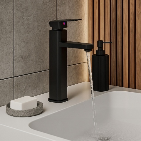 BATERIA UMYWALKOWA ŁAZIENKOWA STOJĄCA NABLATOWA WYSOKA LANAH CZARNA