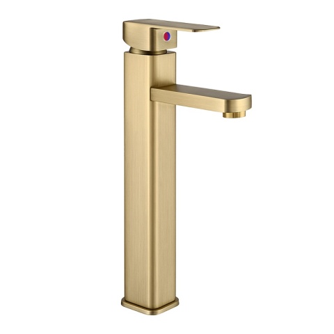 BATERIA UMYWALKOWA ŁAZIENKOWA STOJĄCA NABLATOWA WYSOKA LANAH ZŁOTA SZCZOTKOWANA