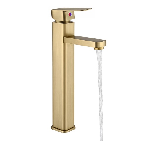 BATERIA UMYWALKOWA ŁAZIENKOWA STOJĄCA NABLATOWA WYSOKA LANAH ZŁOTA SZCZOTKOWANA