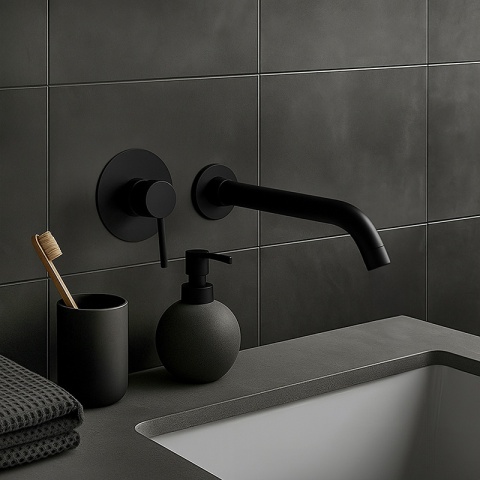 BATERIA UMYWALKOWA PODTYNKOWA ŚCIENNA F06K CZARNA