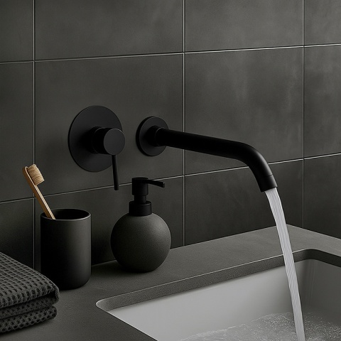 BATERIA UMYWALKOWA PODTYNKOWA ŚCIENNA F06K CZARNA