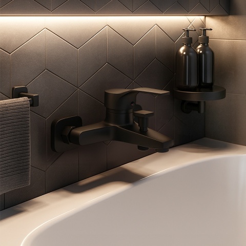 BATERIA WANNOWA PRYSZNICOWA ŁAZIENKOWA ŚCIENNA JEDNOUCHWYTOWA DEMI CZARNA