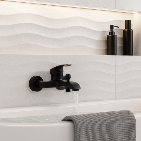 BATERIA WANNOWA PRYSZNICOWA ŁAZIENKOWA ŚCIENNA NATRYSKOWA DINA CZARNA