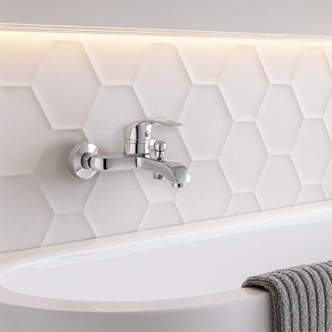 BATERIA WANNOWA PRYSZNICOWA ŁAZIENKOWA ŚCIENNA NATRYSKOWA DINA-CH CHROM