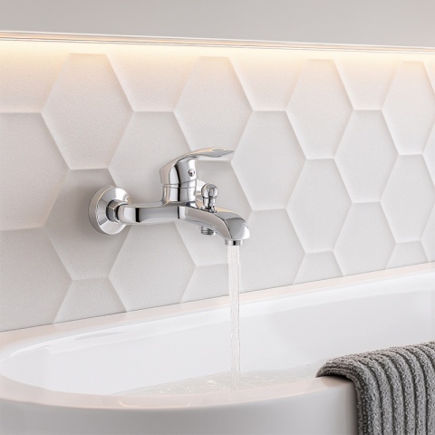 BATERIA WANNOWA PRYSZNICOWA ŁAZIENKOWA ŚCIENNA NATRYSKOWA DINA-CH CHROM