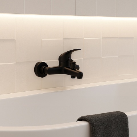 BATERIA WANNOWA PRYSZNICOWA ŁAZIENKOWA ŚCIENNA NATRYSKOWA DORA CZARNA