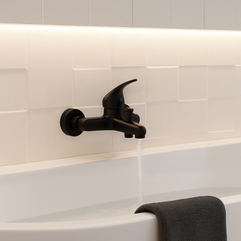 BATERIA WANNOWA PRYSZNICOWA ŁAZIENKOWA ŚCIENNA NATRYSKOWA DORA CZARNA