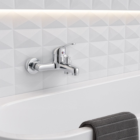 BATERIA WANNOWA PRYSZNICOWA ŁAZIENKOWA ŚCIENNA NATRYSKOWA DORA-CH CHROM