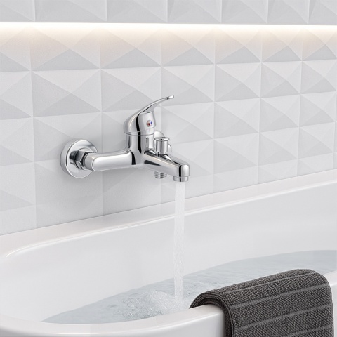 BATERIA WANNOWA PRYSZNICOWA ŁAZIENKOWA ŚCIENNA NATRYSKOWA DORA-CH CHROM