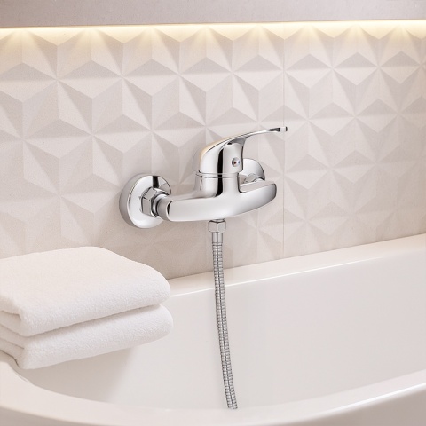 BATERIA WANNOWA PRYSZNICOWA ŁAZIENKOWA ŚCIENNA NATRYSKOWA ELENA CHROM