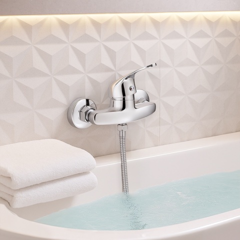 BATERIA WANNOWA PRYSZNICOWA ŁAZIENKOWA ŚCIENNA NATRYSKOWA ELENA CHROM