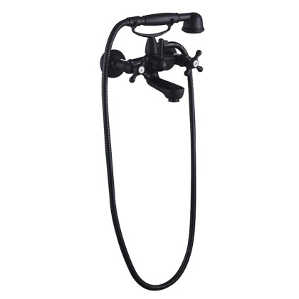 BATERIA WANNOWA ŚCIENNA PRYSZNICOWA ŁAZIENKOWA RETRO ZESTAW GLEN-BL CZARNA