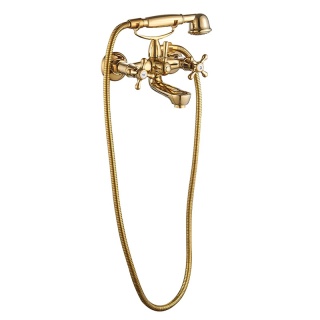 BATERIA WANNOWA ŚCIENNA PRYSZNICOWA ŁAZIENKOWA RETRO ZESTAW GLEN-GL ZŁOTA