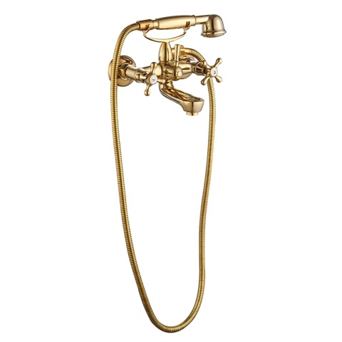 BATERIA WANNOWA ŚCIENNA PRYSZNICOWA ŁAZIENKOWA RETRO ZESTAW GLEN-GL ZŁOTA