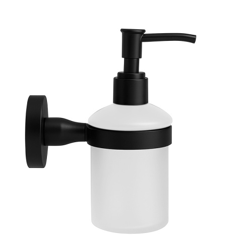 DOZOWNIK DO MYDŁA POJEMNIK NA ŚCIANĘ WISZĄCY SZKLANY LIANA-BL CZARNY MAT
