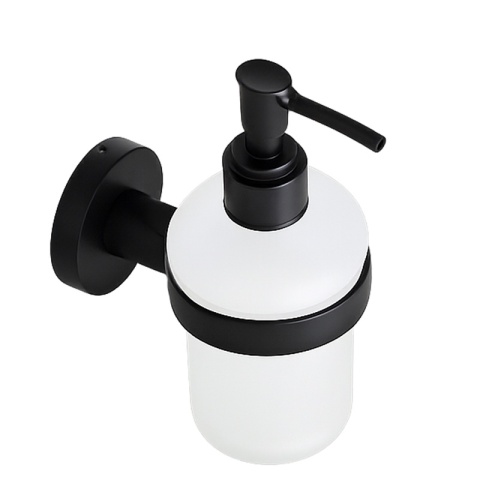 DOZOWNIK DO MYDŁA POJEMNIK NA ŚCIANĘ WISZĄCY SZKLANY LIANA-BL CZARNY MAT