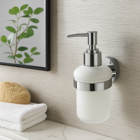 DOZOWNIK DO MYDŁA POJEMNIK NA ŚCIANĘ WISZĄCY SZKLANY LIANA-CH CHROM