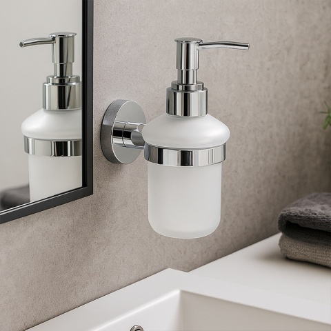 DOZOWNIK DO MYDŁA POJEMNIK NA ŚCIANĘ WISZĄCY SZKLANY LIANA-CH CHROM